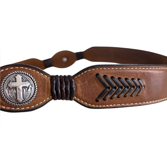 Cavender's Other - Cavender's Brown Leather Belt Men’s 34 Cross Detail 9750444